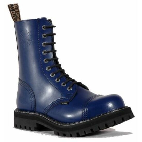 Bocanci Steel Boots cu 10 găuri, albastru uni