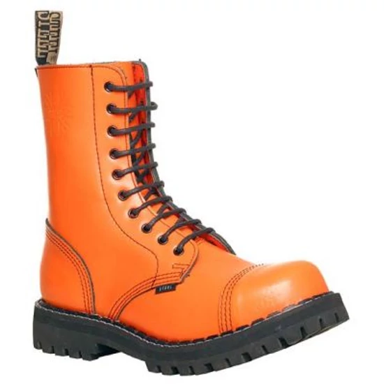 Bocanci Steel Boots cu 10 găuri, portocaliu uni