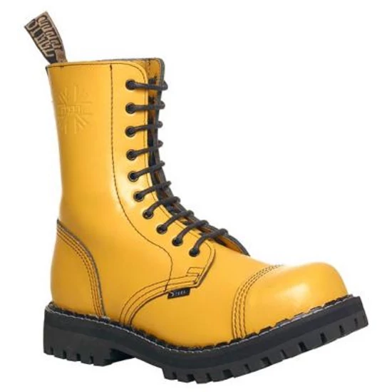 Bocanci Steel Boots cu 10 găuri, galben uni