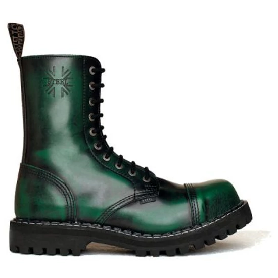 Bocanci Steel Boots cu 10 găuri, verde închis