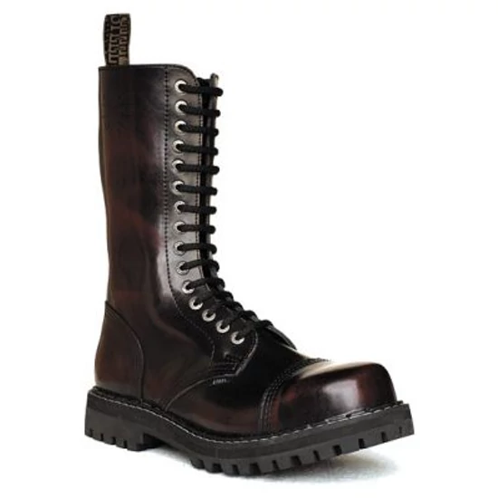 Bocanci Steel Boots cu 15 găuri, bordo