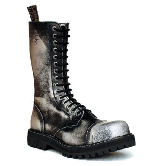 Bocanci Steel Boots cu 15 găuri, cromat