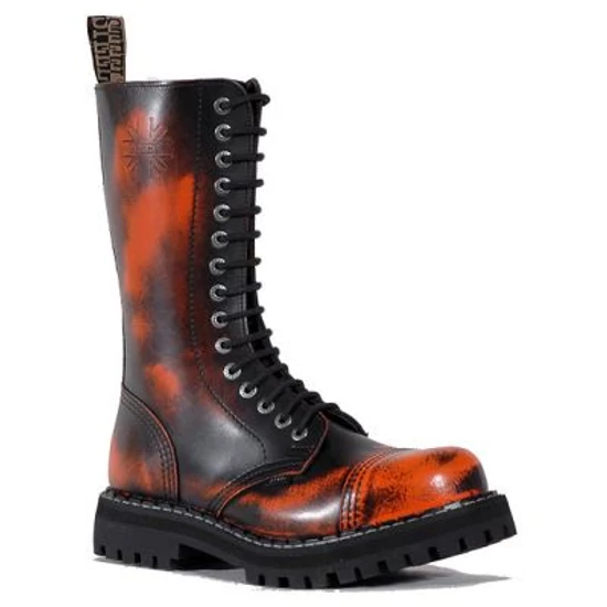 Bocanci Steel Boots cu 15 găuri, portocaliu cu negru
