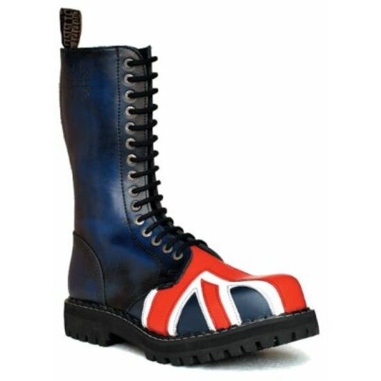 Bocanci Steel Boots cu 15 găuri, imprimeu steag UK