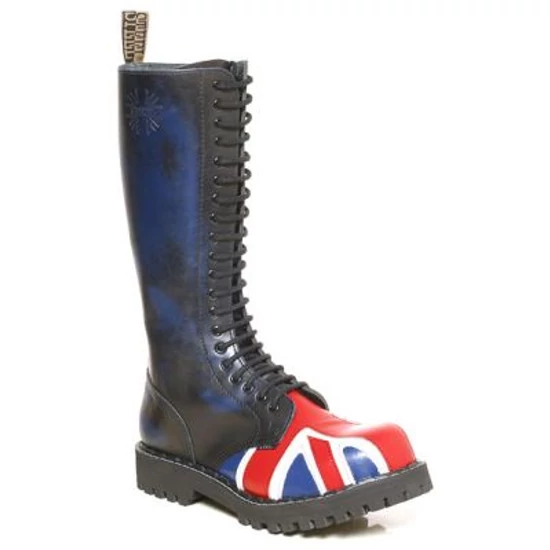 Bocanci Steel Boots cu 20 găuri, imprimeu steagul Marii Britanii