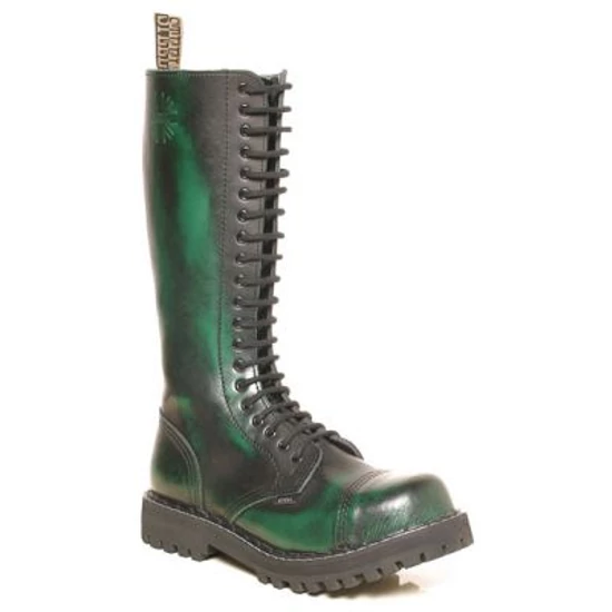 Bocanci Steel Boots cu 20 găuri, Verde cu negru