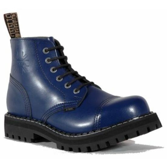Bocanci Steel Boots cu 6 găuri, albastru uni