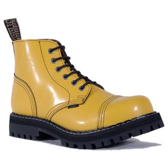 Bocanci Steel Boots cu 6 găuri, galben uni