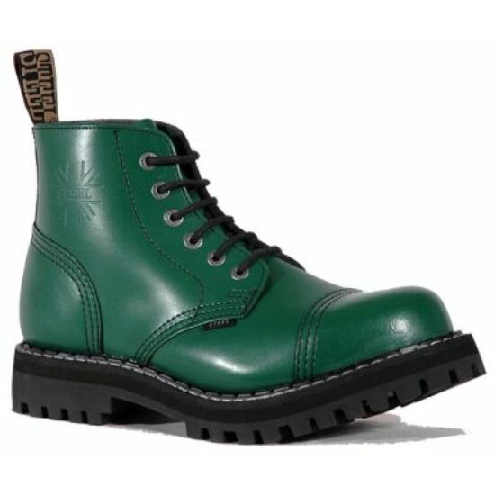 Bocanci Steel Boots cu 6 găuri, verde uni
