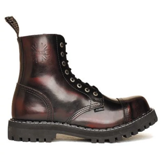 Bocanci Steel Boots cu 8 găuri, bordo