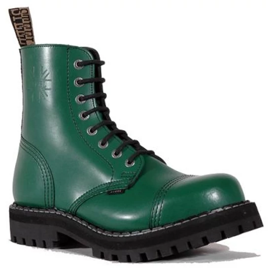 Bocanci Steel Boots cu 8 găuri, verde uni