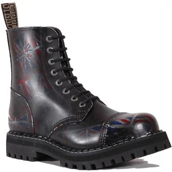 Bocanci Steel Boots cu 8 găuri, negru UK