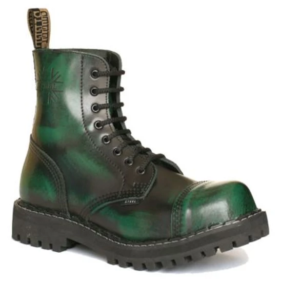 Bocanci Steel Boots cu 8 găuri, verde murdar
