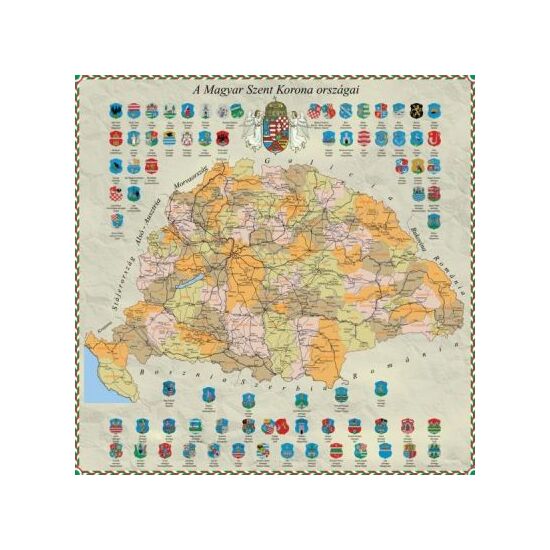 Eșarfă de mătase cu harta Ungariei